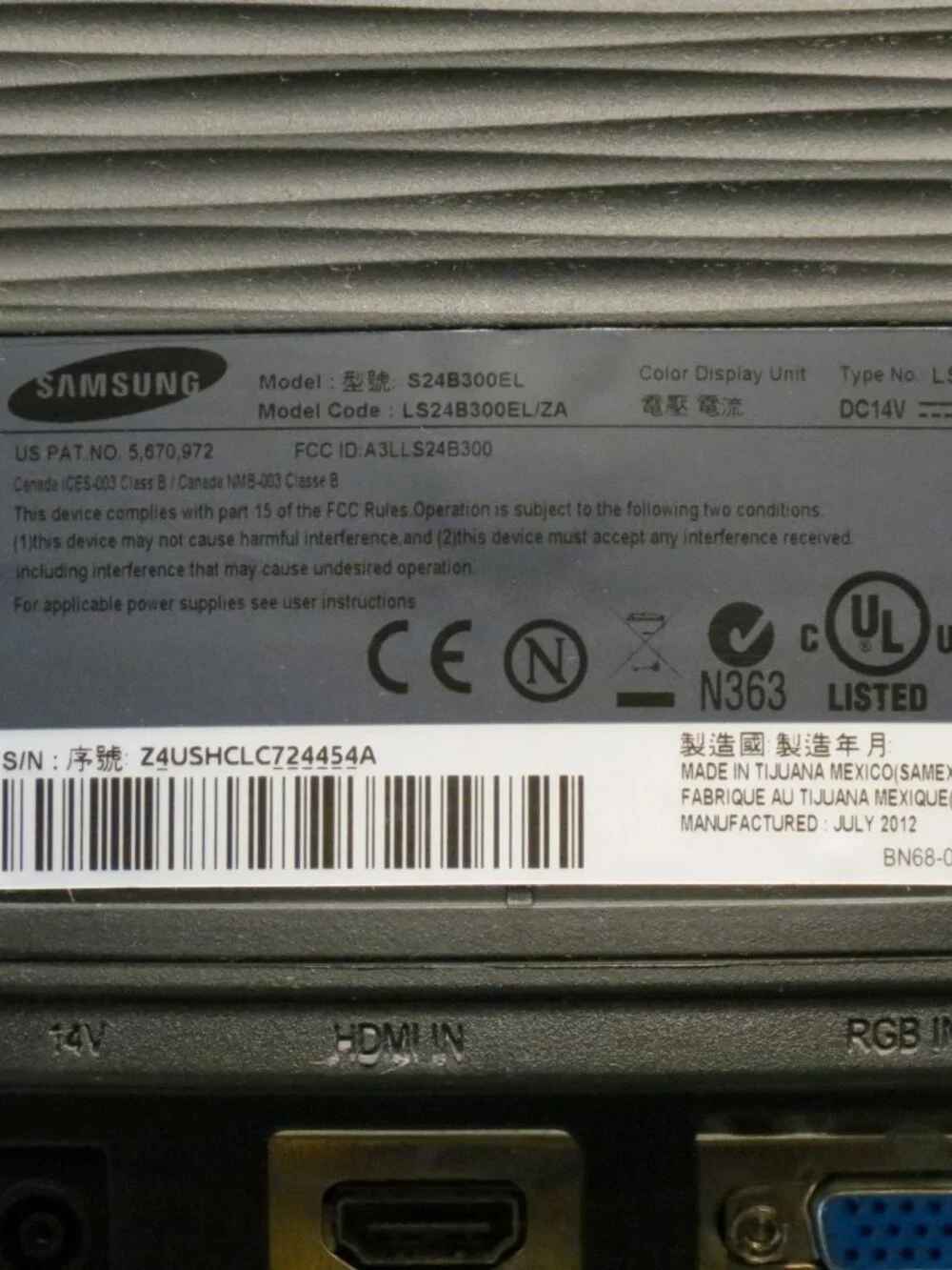 Samsung SyncMaster S24B300EL 24-inch LED Monitor 1080p HD with HDMI Adapter